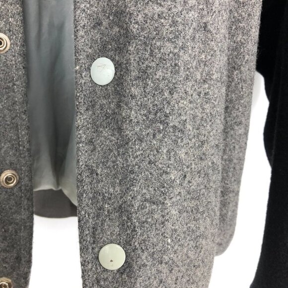 Retro Action Athleticwear  Dual Tone Grey & Black Wool Bomber Jacket XL - Picture 6 of 9